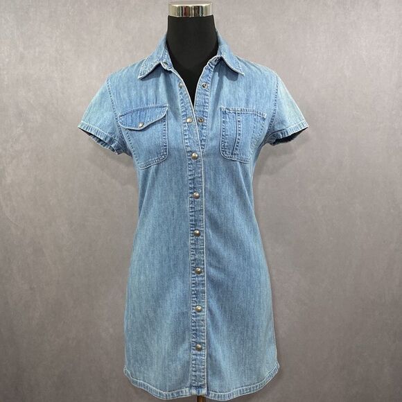 Vintage 90’s Gap Denim Snap Dress - Picture 2 of 7